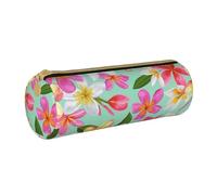 BeNtli Astuccio per matite, Astuccio per penne Astuccio per matite portatile Astuccio in pelle Borse per cancelleria, Plumeria floreale dei fiori tropicali dell'acquerello