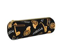 BeNtli Astuccio per matite, Astuccio per penne Astuccio per matite portatile Astuccio in pelle Borse per cancelleria, Sassofono Trombone Musica Nero