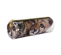 BeNtli Astuccio per matite, Astuccio per penne Astuccio per matite portatile Astuccio in pelle Borse per cancelleria, Arte della pittura ad acquerello del cucciolo di ghepardo
