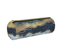BeNtli Astuccio per matite, Astuccio per penne Astuccio per matite portatile Astuccio in pelle Borse per cancelleria, Vernice astratta marmo blu glitter oro