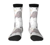 BeNtli Calzini da equipaggio, calzini a compressione Calzini sportivi casual novità lunghi 40 cm per unisex con motivo foca e tricheco