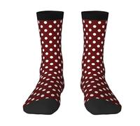 BEntLi Calzini da equipaggio, calzini a compressione Calzini sportivi casual novità lunghi 40 cm per unisex a pois bianchi rossi bordeaux