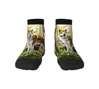 BeNtli Calzini da equipaggio, calzini a compressione Calzini sportivi novità casual 30 cm lunghi per Akita Inu unisex nella foresta Animali domestici Cani HDR Akita estivo