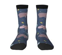 BeNtli Calzini da equipaggio, calzini a compressione Calzini sportivi novità casual lunghi 40 cm per animali ippopotamo unisex