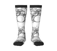 BeNtli Calzini da squadra, calze Calzini a compressione Calzini sportivi novità casual 55 cm per unisex Doodle Disegno Schizzo Stile Batterista Musicale