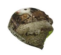BeNtli Cappello a Cuffia, ghetta per Il Collo, Cappello Lavorato a Maglia, Maschera per Il Viso, Sciarpa, Cappello da Corsa, Simpatico Opossum in Un Buco nell'albero