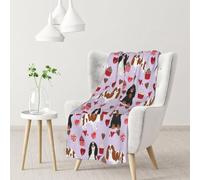 BeNtli Coperta, calda coperta in flanella/coperta da letto per divano ufficio 102 x 76 cm,Cavalier King Charles Spaniel Cappotti Misti San Valentino Cupcakes Cuori Cane