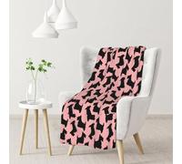 BeNtli Coperta, calda coperta in flanella/coperta da letto per divano ufficio 102 x 76 cm,Modello Scottish Terrier rosa nero