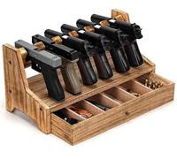 Porta Pistole - Espositore Porta In Legno Massello Raccolta Nel Cassetto Conservazione Sicura Delle Pistole, Contiene Da 4 A 6 Per Esposizione (6 pack)