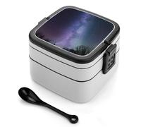 Bento box a doppio strato da 1000 ml in PP con cucchiaio, a prova di perdite, portatile per lavoro, viaggi, campeggio, ideale per Regno Unito ed Europa [totale 1000 ml, superiore 450 ml, strato