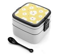 Bento box a doppio strato da 1000 ml in PP con cucchiaio, a prova di perdite, portatile per lavoro, viaggi, campeggio, ideale per Regno Unito ed Europa [totale 1000 ml, superiore 450 ml, strato