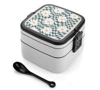 Bento box a doppio strato da 1000 ml in PP con cucchiaio, a prova di perdite, portatile per lavoro, viaggi, campeggio, ideale per Regno Unito ed Europa [totale 1000 ml, superiore 450 ml, strato