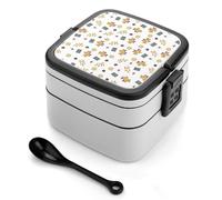 Bento box a doppio strato da 1000 ml in PP con cucchiaio, a prova di perdite, portatile per lavoro, viaggi, campeggio, ideale per Regno Unito ed Europa [totale 1000 ml, superiore 450 ml, strato
