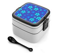 Bento box a doppio strato da 1000 ml in PP con cucchiaio, a prova di perdite, portatile per lavoro, viaggi, campeggio, ideale per Regno Unito ed Europa [totale 1000 ml, superiore 450 ml, strato