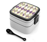 Bento box a doppio strato da 1000 ml in PP con cucchiaio, a prova di perdite, portatile per lavoro, viaggi, campeggio, ideale per Regno Unito ed Europa [totale 1000 ml, superiore 450 ml, strato