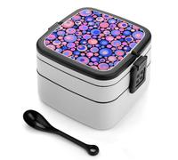 Bento box a doppio strato da 1000 ml in PP con cucchiaio, a prova di perdite, portatile per lavoro, viaggi, campeggio, ideale per Regno Unito ed Europa [totale 1000 ml, superiore 450 ml, strato