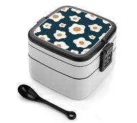 Bento box a doppio strato da 1000 ml in PP con cucchiaio, a prova di perdite, portatile per lavoro, viaggi, campeggio, ideale per Regno Unito ed Europa [totale 1000 ml, superiore 450 ml, strato