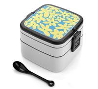 Bento box a doppio strato da 1000 ml in PP con cucchiaio, a prova di perdite, portatile per lavoro, viaggi, campeggio, ideale per Regno Unito ed Europa [totale 1000 ml, superiore 450 ml, strato