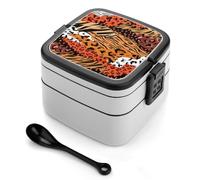 Bento box a doppio strato da 1000 ml in PP con cucchiaio, a prova di perdite, portatile per lavoro, viaggi, campeggio, ideale per Regno Unito ed Europa [totale 1000 ml, superiore 450 ml, strato