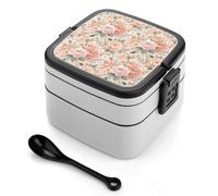Bento box a doppio strato da 1000 ml in PP con cucchiaio, a prova di perdite, portatile per lavoro, viaggi, campeggio, ideale per Regno Unito ed Europa [totale 1000 ml, superiore 450 ml, strato