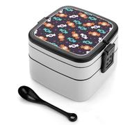 Bento box a doppio strato da 1000 ml in PP con cucchiaio, a prova di perdite, portatile per lavoro, viaggi, campeggio, ideale per Regno Unito ed Europa [totale 1000 ml, superiore 450 ml, strato