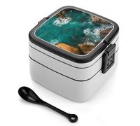 Bento box a doppio strato da 1000 ml in PP con cucchiaio, a prova di perdite, portatile per lavoro, viaggi, campeggio, ideale per Regno Unito ed Europa [totale 1000 ml, superiore 450 ml, strato