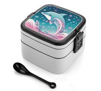 Bento Box a forma di fiocco di neve a forma di delfino, contenitori per la preparazione dei pasti a 2 scomparti, portapranzo impilabile con coperchi, contenitori riutilizzabili per alimenti divisi p
