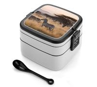 Bento Box Africa Grassland Zebra, contenitori per la preparazione dei pasti a 2 scomparti, portapranzo impilabile con coperchi, contenitori riutilizzabili per alimenti divisi per viaggi e lavoro