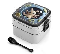 Bento Box Clay Alien da 1000 ml, contenitore per il pranzo a prova di perdite con divisori rimovibili e cucchiaio - Lunch box impilabile in PP senza BPA per lavoro, ufficio, picnic, viaggi, cene fuo