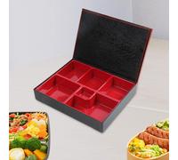 Bento Box giapponese per pranzo, rosso e nero, con coperchio, contenitore per