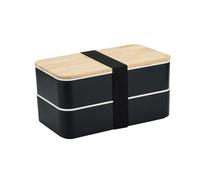 Bento Box, Lunch minimalista a doppio strato con coltello, forchetta, cucchiaio, diviso for studenti(Black)