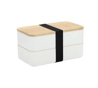 Bento Box, Lunch minimalista a doppio strato con coltello, forchetta, cucchiaio, diviso for studenti(WHITE)