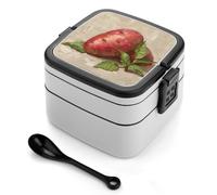 Bento Box rosso brillante per patate dolci, contenitori per la preparazione dei pasti a 2 scomparti, porta pranzo impilabile con coperchi, contenitori riutilizzabili per alimenti divisi per viaggi e
