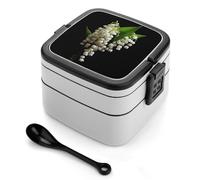 Bento Box Some Lilies of The Valley, contenitori per la preparazione dei pasti a 2 scomparti, portapranzo impilabile con coperchi, contenitori riutilizzabili per la conservazione degli alimenti divi