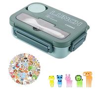 Bento Lunch Box, Portapranzo Prova di Perdite per Bambini e Adulti Porta Pranzo con 4 Scomparti e Posate, Portatile Durevole Schiscetta Contenitore Pranzo per Microonde Lavoro Picnic Ufficio Scuola