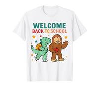 Bentornato a scuola Felice Bigfoot Cute Dinosaur 3 Rex Maglietta