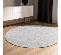 benuta Basic Tappeto cotone lavorato a mano Ron - Beige/Nero 160 cm Rotondo - 100% cotone - Design: Uni, Minimalista, Natural Living - Facile cura per salotto e stanza