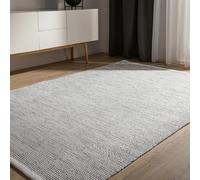 benuta Basic Tappeto cotone lavorato a mano Ron - Beige/Nero 160x230 cm - 100% cotone - Design: Uni, Minimalista, Natural Living - Facile cura per salotto e stanza