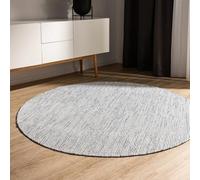 benuta Basic Tappeto cotone lavorato a mano Ron - Beige/Nero 240 cm Rotondo - 100% cotone - Design: Uni, Minimalista, Natural Living - Facile cura per salotto e stanza