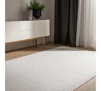 benuta Basic Tappeto cotone lavorato a mano Ron - Bianco 350x450 cm - 100% cotone - Design: Uni, Minimalista, Natural Living - Facile cura per salotto e stanza