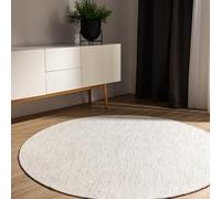 benuta Basic Tappeto cotone lavorato a mano Ron - Crema 240 cm Rotondo - 100% cotone - Design: Uni, Minimalista, Natural Living - Facile cura per salotto e stanza