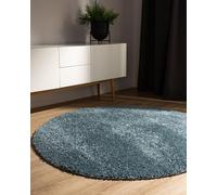 benuta Basic Tappeto salotto a pelo alto Sohari - Blu 120 cm Rossoondo - Minimalista - Morbido lavabile - Camera letto, corridoio, sala pranzo, soggiorno - Pavimento riscaldato