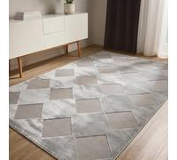 benuta Basic Tappeto salotto Claire - Grigio 120x170 cm - Salotto Minimalista stile retrò geometrico - Manutenzione semplice - Compatibile con pavimento riscaldato