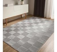 benuta Basic Tappeto salotto Claire - Grigio 200x300 cm - Salotto Minimalista stile retrò geometrico - Manutenzione semplice - Compatibile con pavimento riscaldato