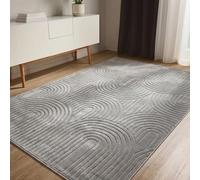 benuta Basic Tappeto salotto Claire - Grigio 280x380 cm - Salotto Minimalista stile retrò geometrico - Manutenzione semplice - Compatibile con pavimento riscaldato