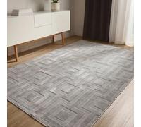 benuta Basic Tappeto salotto Claire - Grigio 280x380 cm - Salotto Minimalista stile retrò geometrico - Manutenzione semplice - Compatibile con pavimento riscaldato