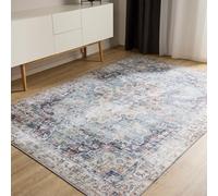 benuta Basic Tappeto Salotto George - Blu 140x200 cm - Lavabile - Fibra sintetica - Rettangolare & Stile: Vintage - Per camere da letto, sale da pranzo, soggiorni - facile da pulire