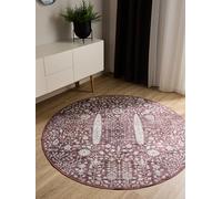 benuta Basic Tappeto Salotto George - Bordeaux 120 cm Rotondo - Lavabile - Fibra sintetica - Stile: Vintage - Per camere da letto, sale da pranzo, soggiorni - facile da pulire