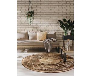 benuta Nest Tappeto da Esterno & Interno Artis - Dorato 160 cm Rotondo - Resistente per Balcone, Terrazza, Giardino - Cucina & Soggiorno - Botanico, Floreale, Shabby Chic, Vintage, Astratto