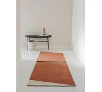 benuta Pop Lenny - Tappeto in cotone color terracotta, 70 x 200 cm, 100% cotone, stile astratto, geometrico, a righe, minimalista, naturale, retrò, facile da pulire per il soggiorno